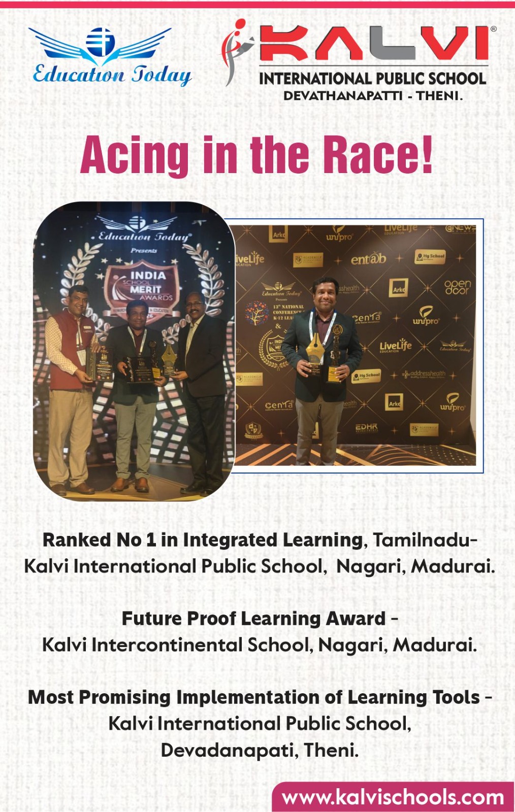 KALVI INTERNATIONAL PUBLIC SCHOOL, Devadanapati is glad to be acknowledged under the category 'Most Promising Implementation of Learning Tools!'